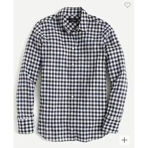 J.Crew Women’s Classic-fit boy shirt in crinkle gingham in Blue/White-Size 8